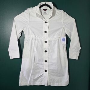 Sun50 Womens XS White Sun Protection Hooded Coat Jacket Button Up NWT UPF
